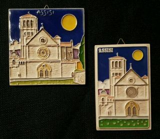 Creazioni Luciano Ceramic Wall Art Tile Italy St.  Francis Of Assisi Set Of 2 Vtg
