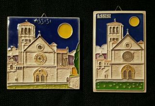 Creazioni Luciano Ceramic Wall Art Tile Italy St.  Francis of Assisi Set of 2 VTG 2