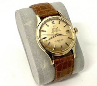1959 Omega Constellation Calendar 18k Solid Gold Watch Cal 504 24j Gold Buckle