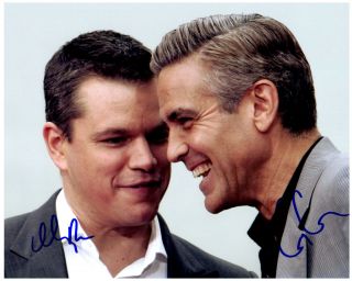Matt Damon And George Clooney Signed 8x10 Photo Autographed Picture,