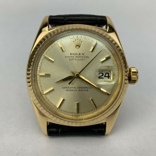 Rolex 1601 Datejust 18k 750 Yellow Gold Pie Pan Dial Watch Caliber 1560