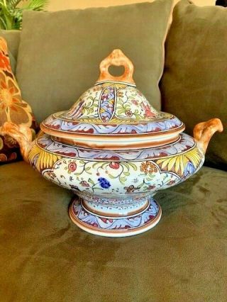 Ceramicas De Coimbra Made And Hand Painted In Portugal X - Large Tureen
