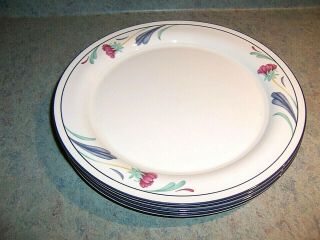 Set Of 4 Lenox Poppies On Blue Chinastone 10 3/4” Dinner Plates