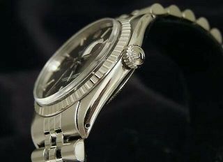 Rolex Datejust Stainless Steel 18K White Gold Black Dial Jubilee Bracelet 1601 3