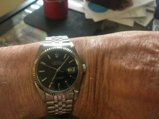 Rolex Datejust Stainless Steel 18K White Gold Black Dial Jubilee Bracelet 1601 5