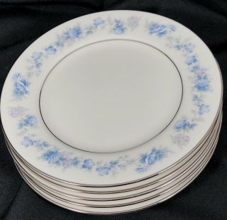 Set Of 5 Noritake Ivory Splendor Bread Plates 6 3/8 " Blue Lilac Floral Silver