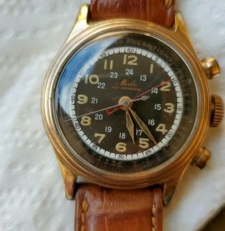 Lqqk Vintage Mido Multicecterchrono Chronograph Rose Watch Valjoux 1300