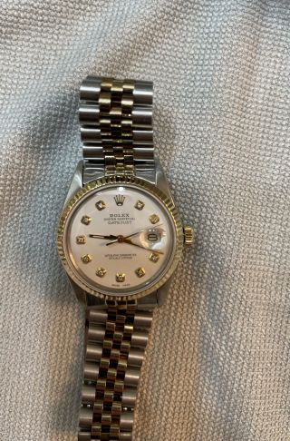 Rolex Datejust 36mm white dial with diamonds two tone yellow gold 3