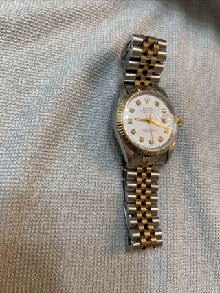 Rolex Datejust 36mm white dial with diamonds two tone yellow gold 4