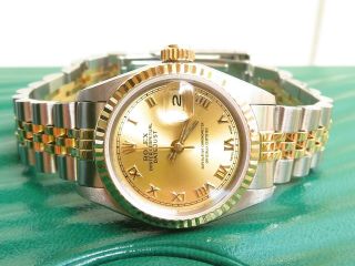 Authentic Rolex Datejust Ladies Watch Factory Roman Dial 18k Gold