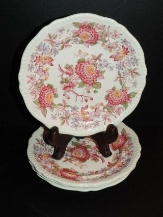 Set Of Four (4) Copeland Spode Aster Red Gadroon 7 3/4 " Salad Plates