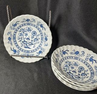 Set Of 5 Vintage J & G Meakin England Blue Nordic 6 1/2 " Coupe Cereal Bowls
