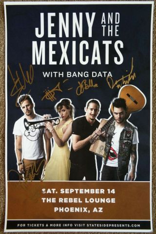 Signed Jenny And The Mexicats Poster In - Person Autograph Gig Concert Phoenix Az