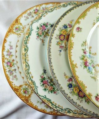 4 Vintage Mismatched China Dinner Plates Noritake M Florals Gold 10 Inch 53