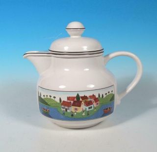 Villeroy Boch China Design Naif Laplau French Folk Art Lake Boaters Teapot Excl