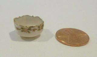 Jo Parker Dollhouse Miniature Porcelain Serving Bowl Trimmed In Gold