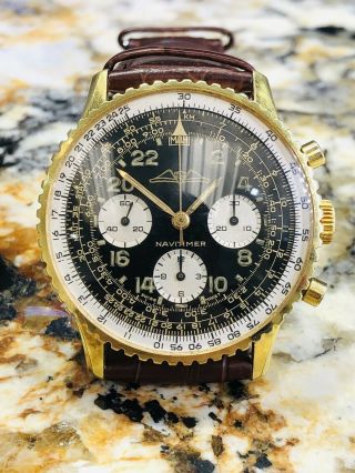 Breitling Navitimer Cosmonaute Ref.  809 Aopa Dial Gold Plated & Steel Watch