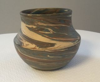 Antique Niloak Mission Swirl Pottery Vase - 3 3/4 " 1st Art Mark