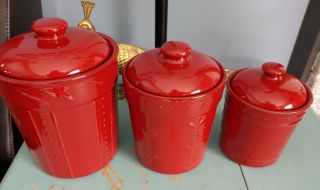 Signature Sorrento Apple Red 3 Piece Canister Set