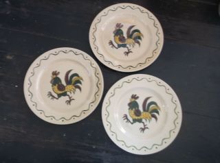 3 Metlox California Provincial Dinner Plates 10 " Pottery Rooster