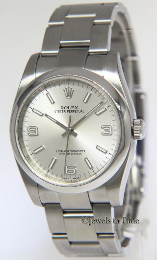 Rolex Oyster Perpetual Stainless Steel Silver Dial Mens 36mm Watch 116000 2