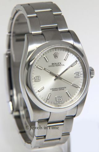 Rolex Oyster Perpetual Stainless Steel Silver Dial Mens 36mm Watch 116000 4