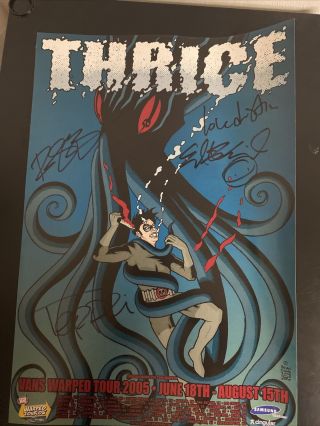 Thrice Band Poster Signed By All Members Warped Tour 2005