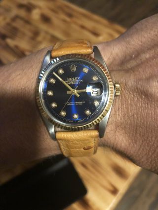 Vintage Rolex Datejust Stainless Steel Gold Diamond Watch Cert.  Of Authenticity