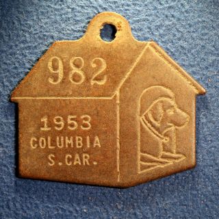 1953 Dog License Tag Issued By The City Of Columbia,  South Carolina