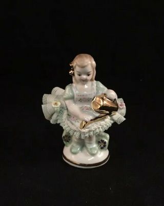 Vintage Irish Dresden Lace Porcelain Miniature Figure Figurine Maeve