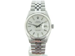 Rolex Datejust Mens Stainless Steel 18K White Gold Jubilee with Silver Dial 1601 2