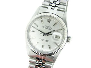 Rolex Datejust Mens Stainless Steel 18K White Gold Jubilee with Silver Dial 1601 3