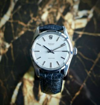 A Stunning Gents Vintage 1969 Rolex Oyster Precision Wristwatch In Steel