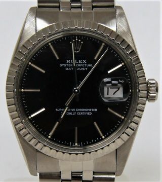 1981 ROLEX Datejust 16030 Black Dial Stainless Steel Automatic Men ' s Watch B6062 2