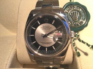 Rolex Datejust Oyster Perpetual Tuxedo Roulette Dial 116200 Tags And Box