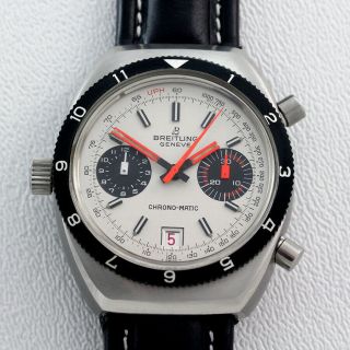 Rare Nos Breitling Ref.  2114.  3 Chrono - Matic Automatic Date Wristwatch
