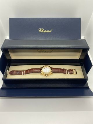 Gorgeous 18k Solid Yellow Gold Chopard Watch 36mm Floating Diamonds