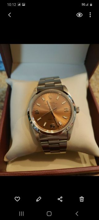 Rolex 114200 Oyster Perpetual 34mm Salmon Dial Stainless Steel Automatic Watch