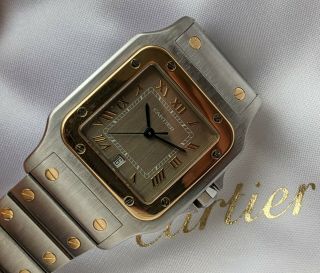 Cartier Santos Galbee Mens/Ladies 18k Gold and Steel 1566 w/Box 3