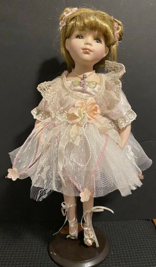 16” Porcelain Doll Ballerina Doll Pre Owned With Stand