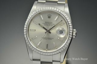 Rolex Oyster Perpetual Datejust 36mm Ss Engine Turned Bezel 16220
