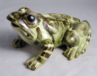 Vintage Brush Mccoy? Pottery Large Garden Bull Frog Toad 8 " Long