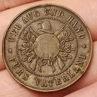 Vintage Ueb Aug Und Hand Furs Vaterland German Medal W/guns & Hat Military?