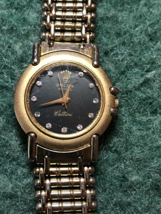 Rolex Cellini Womans 18k Gold Watch & Bracelet With Diamonds