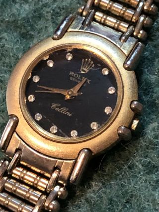 Rolex Cellini Womans 18K Gold Watch & Bracelet With Diamonds 5