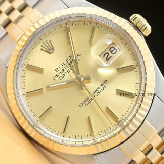 Rolex Mens Datejust 16013 Two Tone Quickset Watch & Rolex Band
