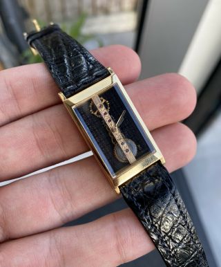 Rare 1980s 18k Gold Corum Golden Bridge Rectangular Watch For Repairs / Spares
