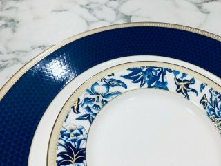 2 Piece Wedgwood Hibiscus Dinner & Bread Plates Cobalt White Gold