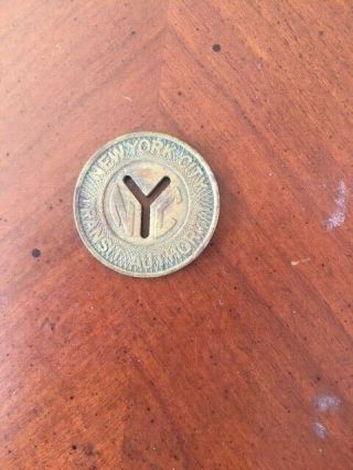 Vintage York City MTA Subway Token 1970 ' s Large Y Cut Out Transit Authority 2