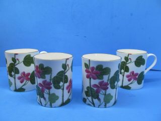 Spode England Chinese Flowers Mallow 3 5/8 " Mug Set Of 4 Mugs Euc